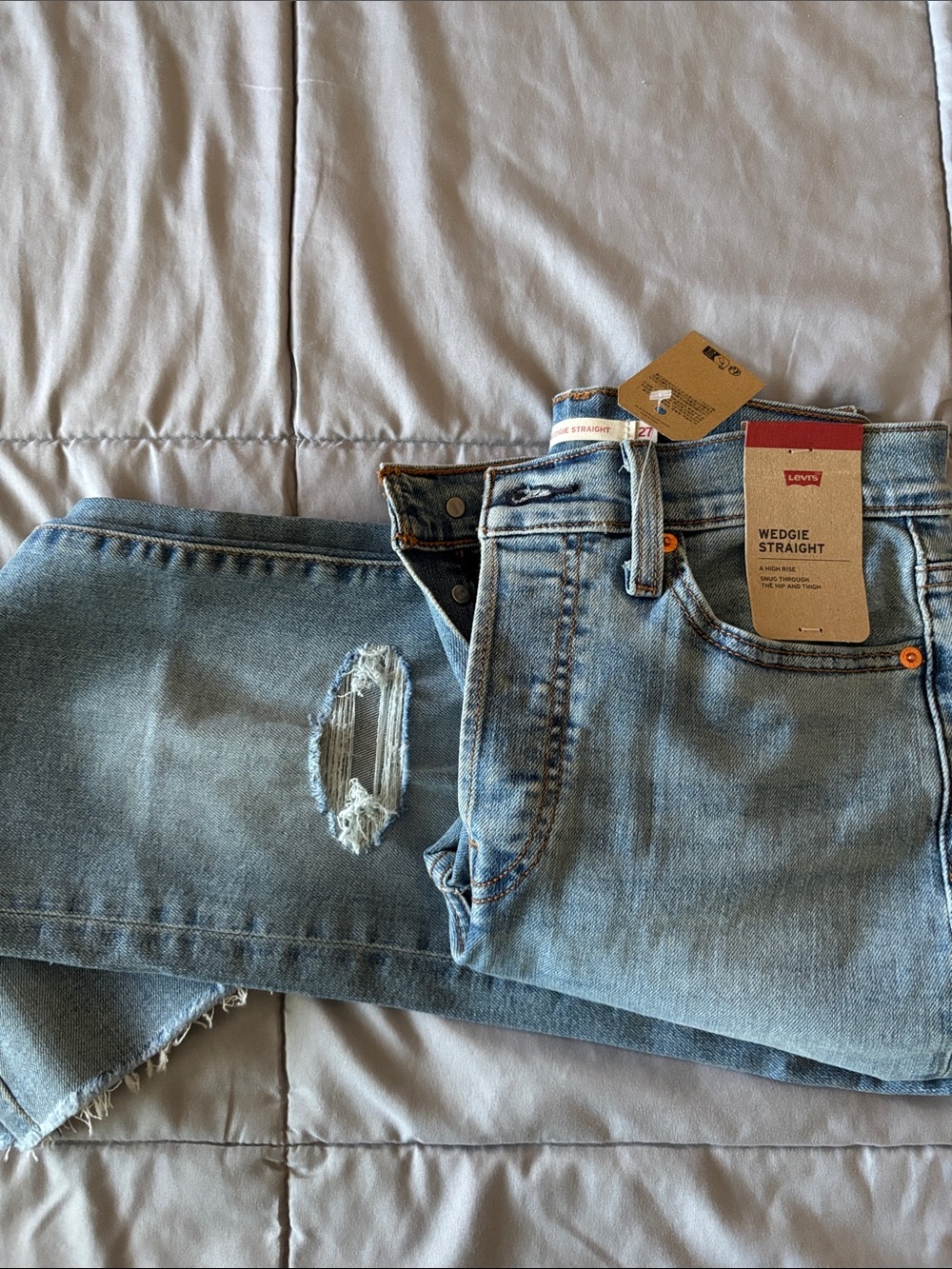 Levi's Light Blue Distressed Wedgie Straight Jeans